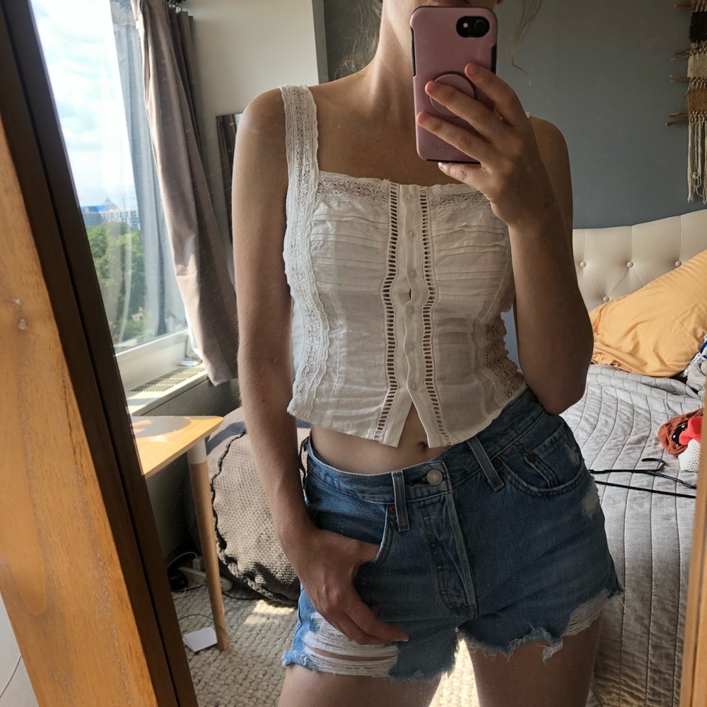 Free People Maggie Lace Tank S EUC